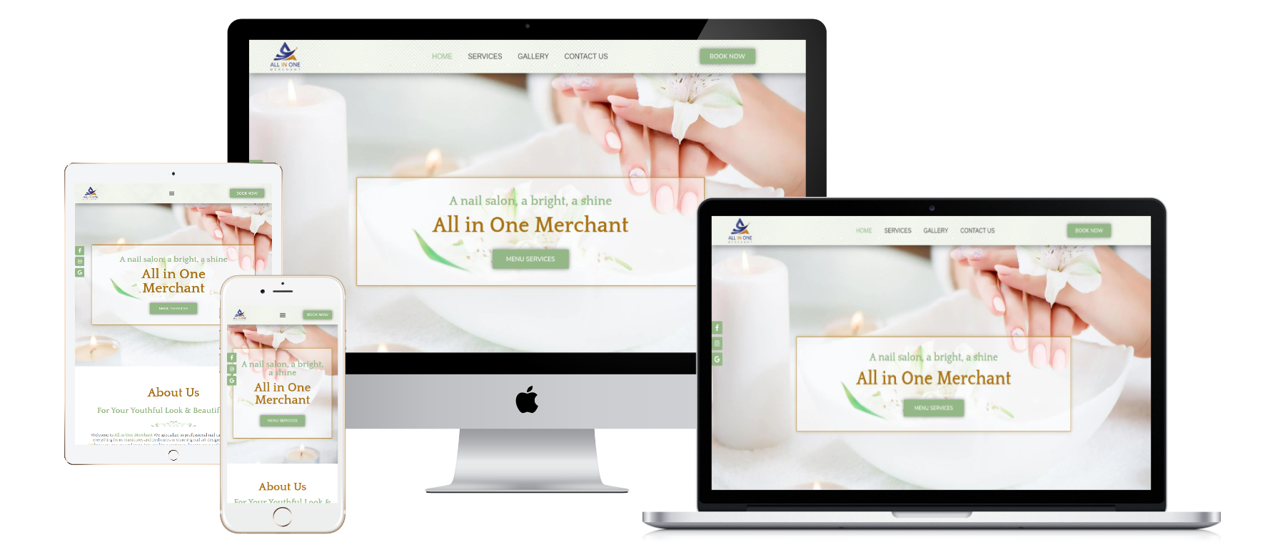 Responsive website mockup for Template A006